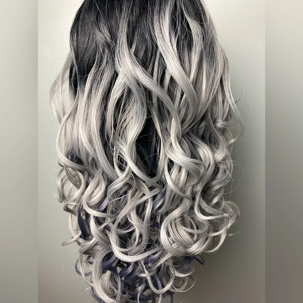 Black Grey Lace Front Wigs